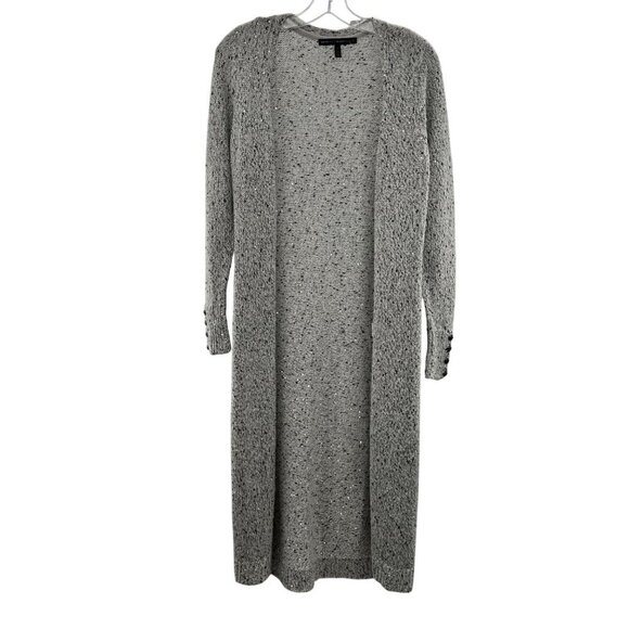 WHBM Women's Sequined Open Front Cardigan Duster Gray Knit Size Small - Picture 1 of 9